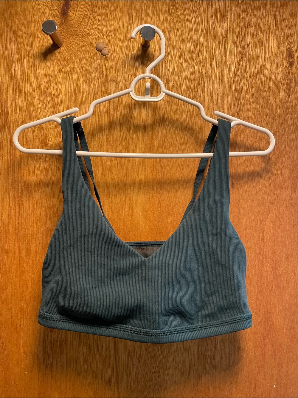 aerie Ribbed V-Neck Bralette - Teal Green